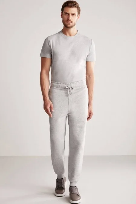 M Logolu Açık Gri Jogger Pantolon