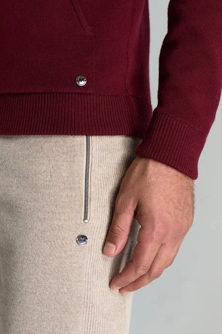 M Logolu Kapüşonlu Bordo Hoody