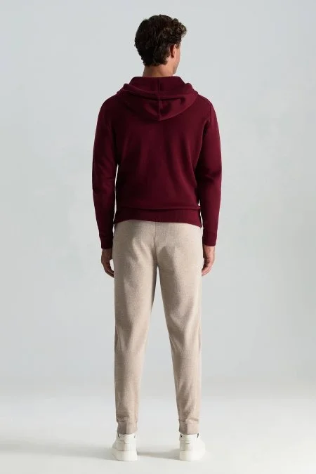 M Logolu Kapüşonlu Bordo Hoody