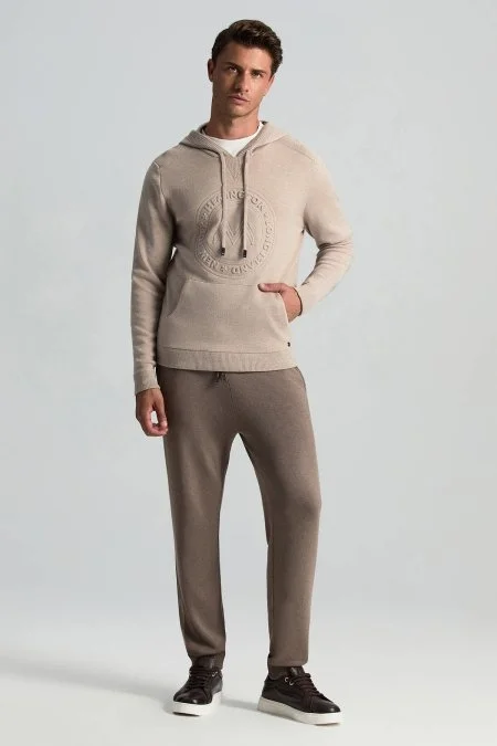 M Logolu Kapüşonlu Camel Hoody