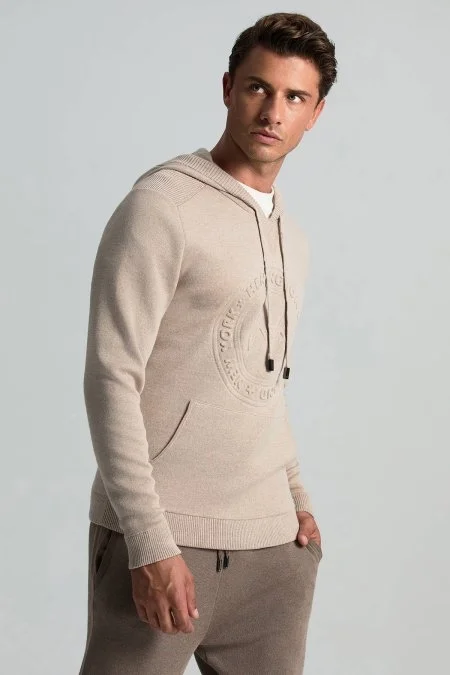 M Logolu Kapüşonlu Camel Hoody