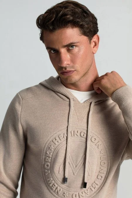 M Logolu Kapüşonlu Camel Hoody