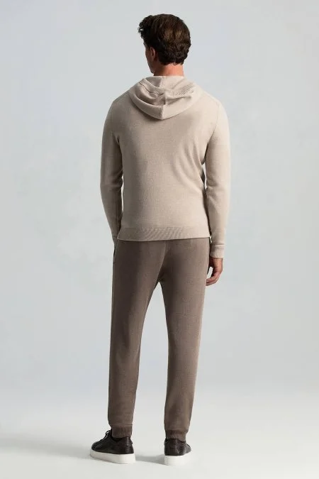 M Logolu Kapüşonlu Camel Hoody