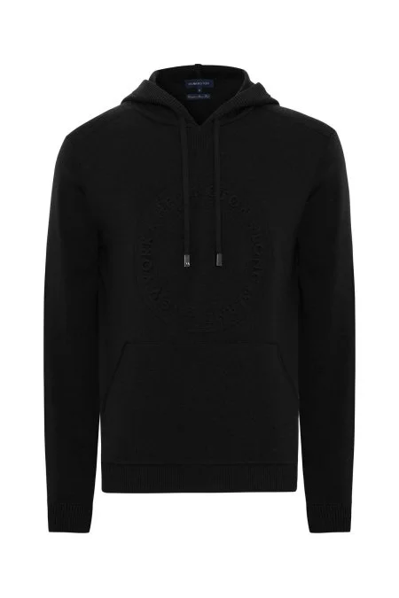 M Logolu Kapüşonlu Siyah Hoody