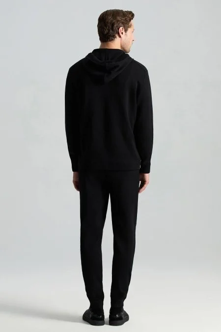 M Logolu Kapüşonlu Siyah Hoody