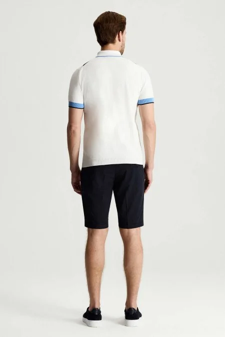 Mavi Beyaz Argyle Desen Triko Polo