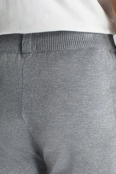 Merino Yün Açık Gri Triko Pantolon