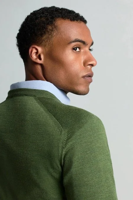 Merino Yün Açık Yeşil Bisiklet Yaka Triko