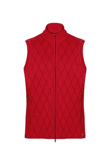 Merino Yün Activewear Kırmızı Triko Yelek