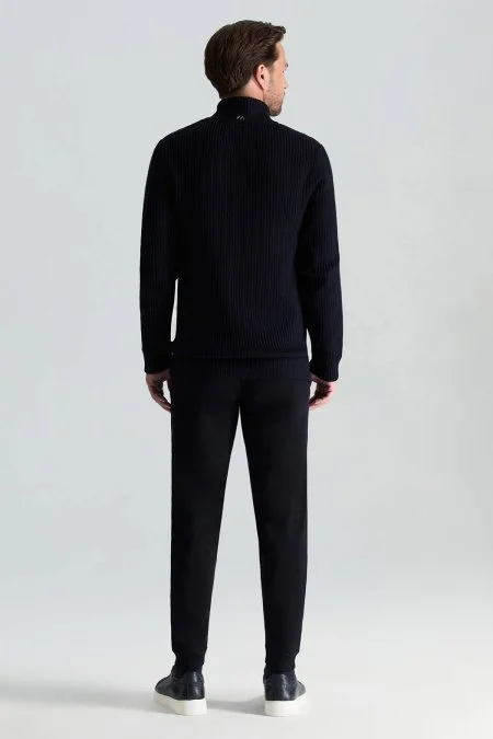 Merino Yün Activewear Lacivert Triko Ceket