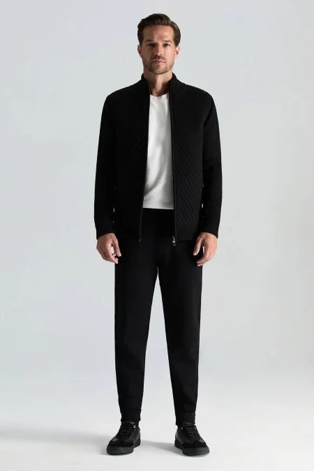 Merino Yün Activewear Siyah Triko Ceket