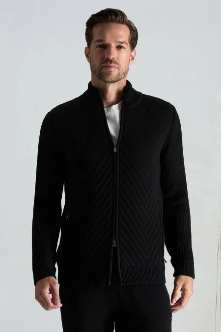 Merino Yün Activewear Siyah Triko Ceket