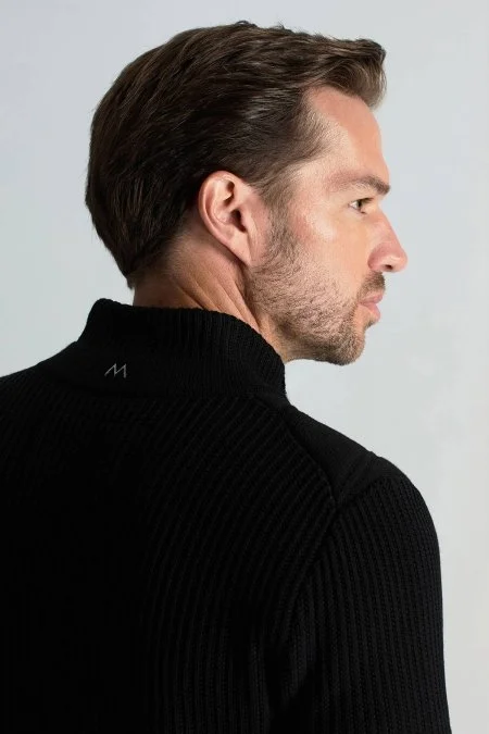 Merino Yün Activewear Siyah Triko Ceket