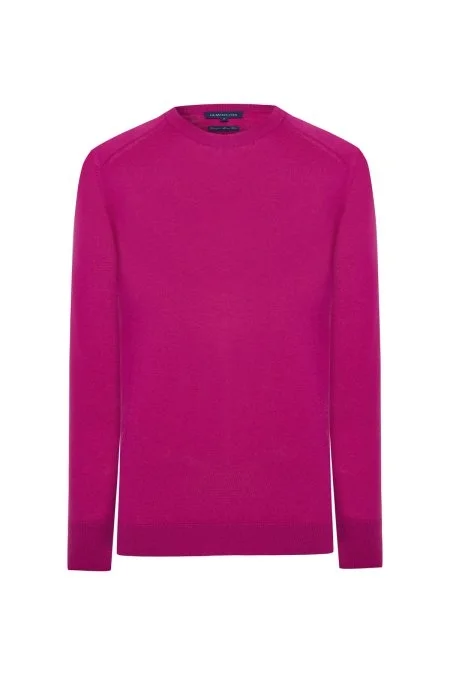 Merino Yün Fuşya Bisiklet Yaka Triko