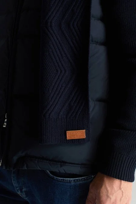 Merino Yün Kaşmir Karışım Desenli Lacivert Atkı