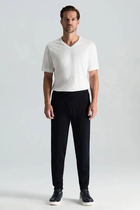 Merino Yün Lacivert Triko Pantolon