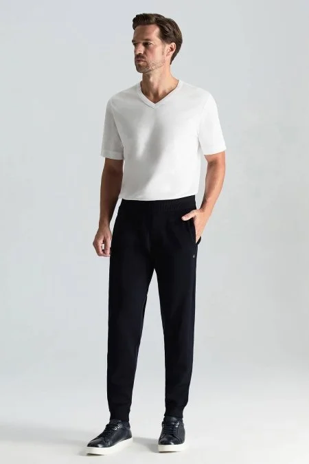 Merino Yün Lacivert Triko Pantolon