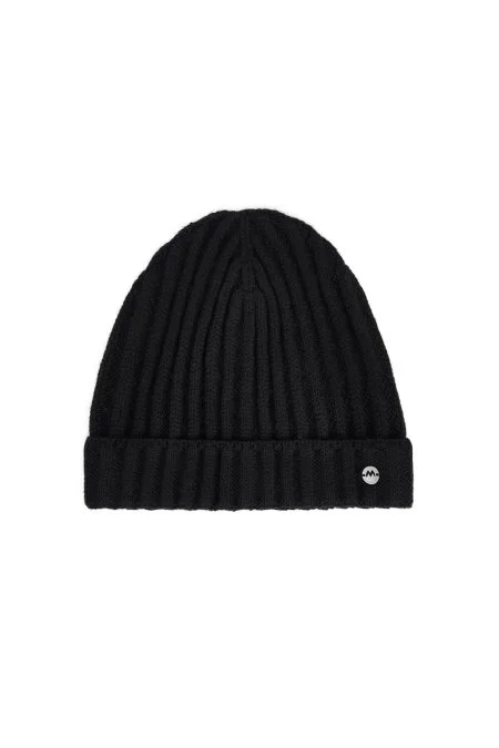 Örgü Desenli Siyah Merino Yün Su İtici Bere