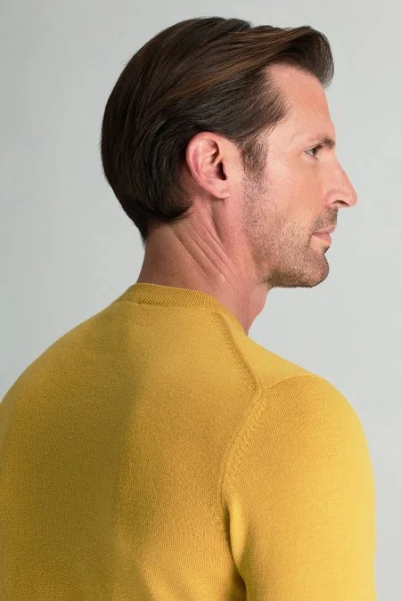 Merino Yünü Bisiklet Yaka Sarı Triko Kazak