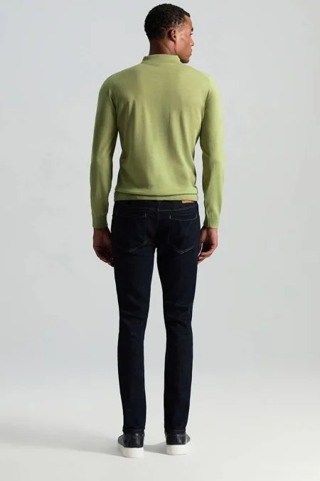 Merino Yünü Polo Yaka Yeşil Triko