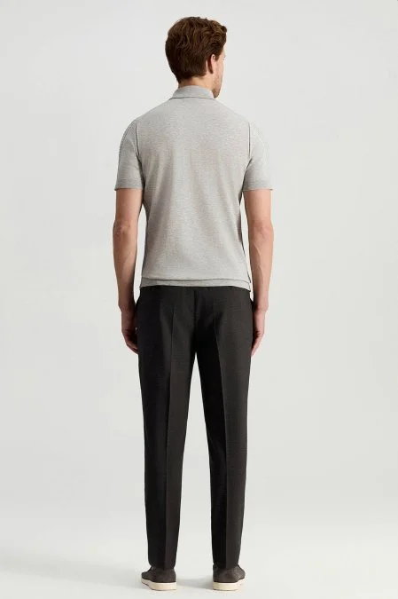 Merserize Pamuk Açık Gri Essential Triko Polo
