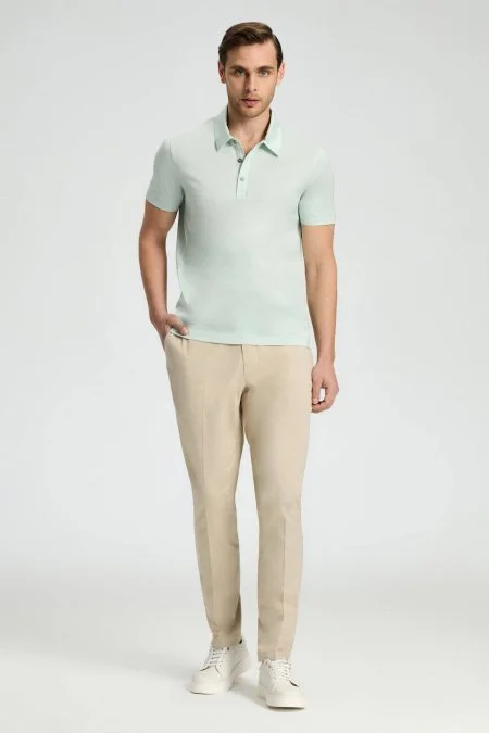 Merserize Pamuk Açık Yeşil Polo Yaka T-Shirt