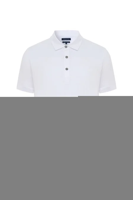 Merserize Pamuk Beyaz Polo Yaka T-Shirt