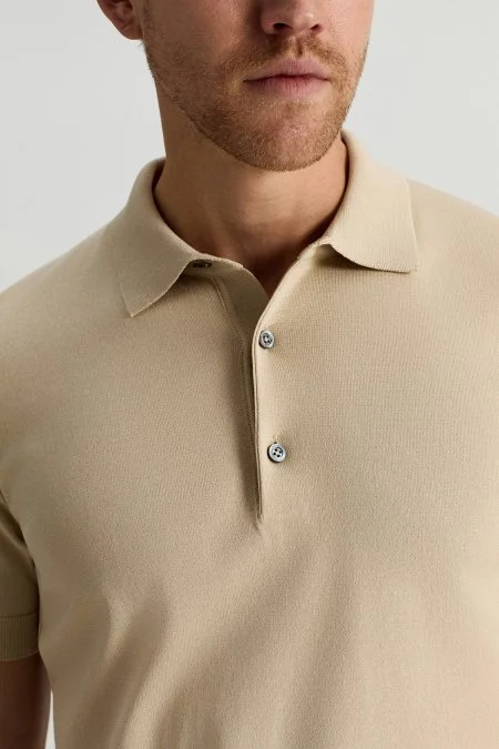 Merserize Pamuk Krem Essential Triko Polo