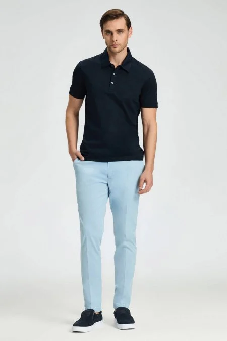 Merserize Pamuk Lacivert Polo Yaka T-Shirt