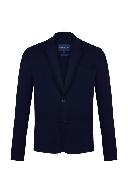 Merserize Pamuk Lacivert Triko Blazer Ceket