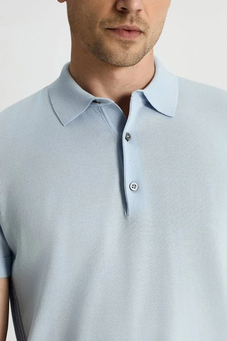 Merserize Pamuk Mavi Essential Triko Polo