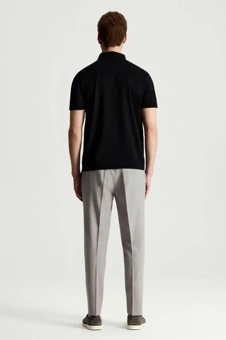 Merserize Pamuk Siyah Polo Yaka T-Shirt