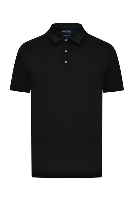 Merserize Pamuk Siyah Polo Yaka T-Shirt