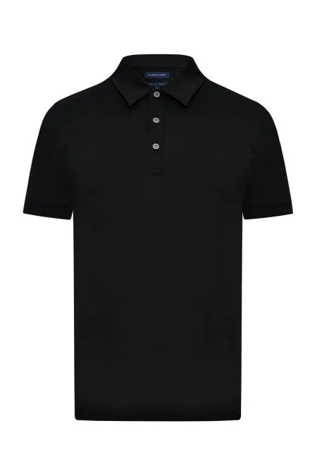 Merserize Pamuk Siyah Polo Yaka T-Shirt