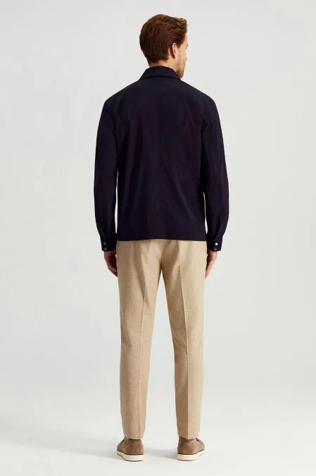 Metal Düğmeli Lacivert Mevsimlik Mont