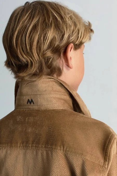 Metal Düğmeli Pamuk Camel Çocuk Gömlek