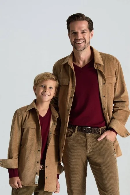 Metal Düğmeli Pamuk Camel Çocuk Gömlek