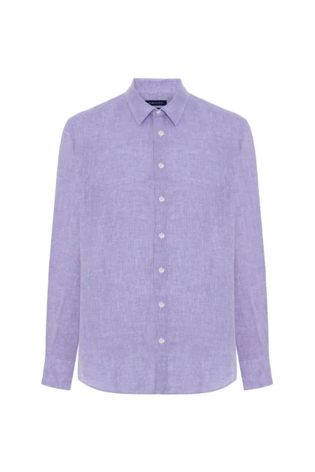 Mor Saf Keten Spor Gömlek