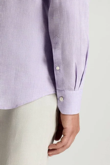 Mor Saf Keten Spor Gömlek