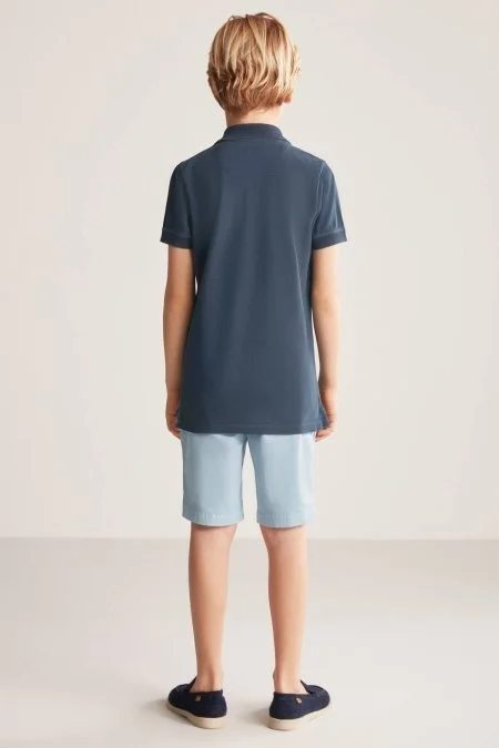 Vintage Görünümlü Lacivert Polo Yaka Çocuk T-Shirt
