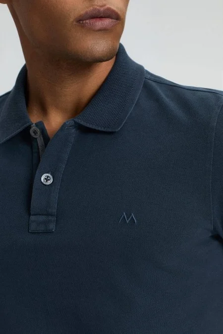 Vintage Görünümlü Lacivert Polo Yaka T-Shirt