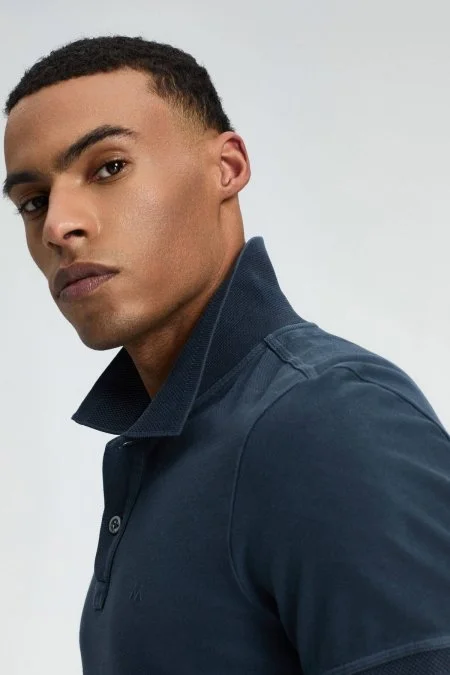 Vintage Görünümlü Lacivert Polo Yaka T-Shirt