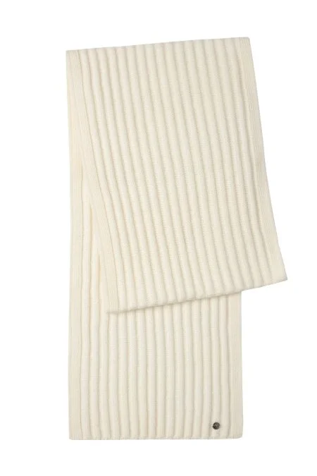 Örgü Desenli Merino Yün Ekru Atkı