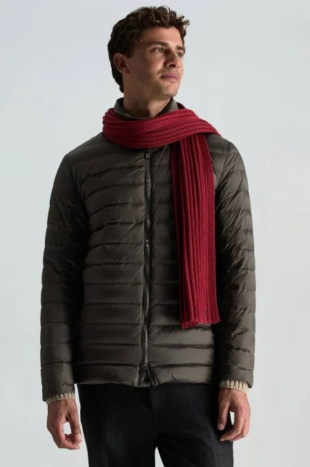 Örgü Desenli Merino Yün Kırmızı Atkı