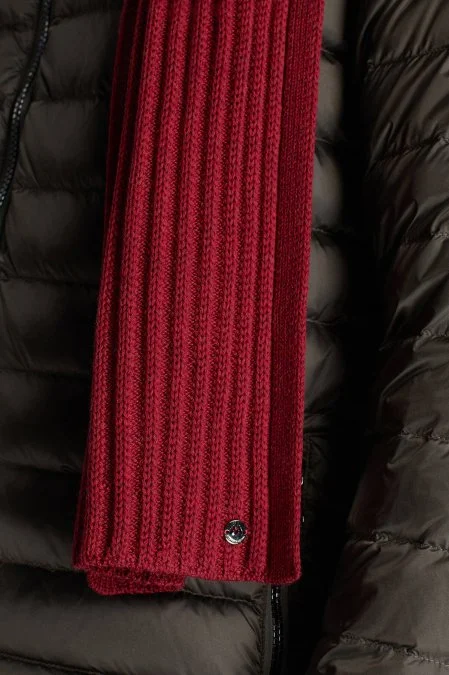 Örgü Desenli Merino Yün Kırmızı Atkı