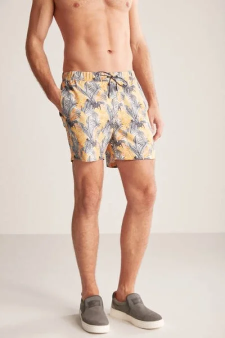 Palmiye Desen Sarı-Gri Quick Dry Mayo