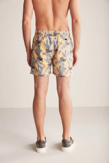 Palmiye Desen Sarı-Gri Quick Dry Mayo