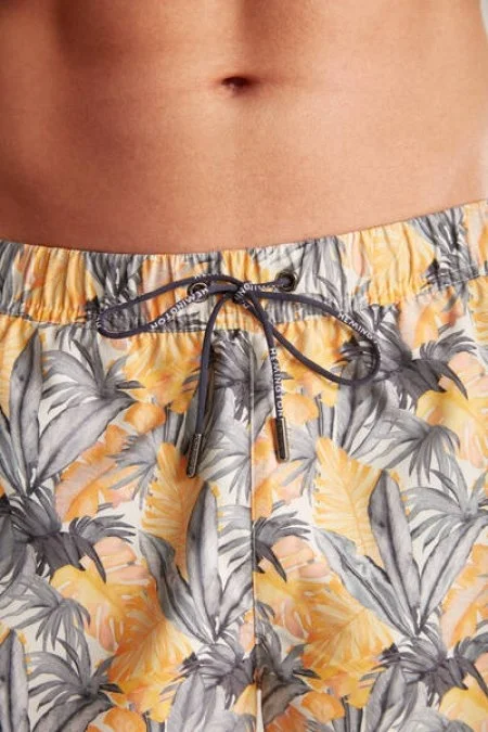 Palmiye Desen Sarı-Gri Quick Dry Mayo