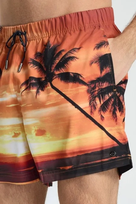 Palmiye Desen Turuncu Quick Dry Mayo