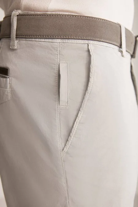Açık Gri Pamuk Chino Bermuda Şort